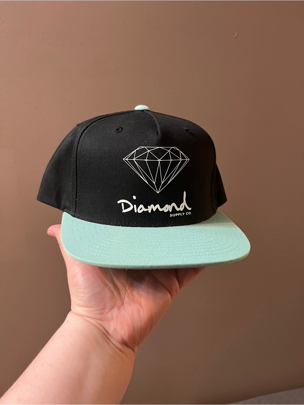 Diamond Supply Co. Black & Mint Flat Brim Snapback Hat